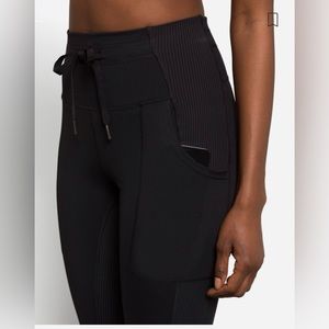 Glyder High Waisted Black Drawstring Leggings/Pants With Pockets Size Medium